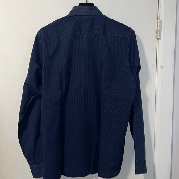 TED BAKER Navy Blue Pinstripe Ulukhot Button Up Shirt-5/XL - Picture 4 of 8